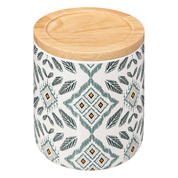 Pojemnik ceramiczny z pokrywą HAPACHE, wzór etno, Ø 9,8 cm