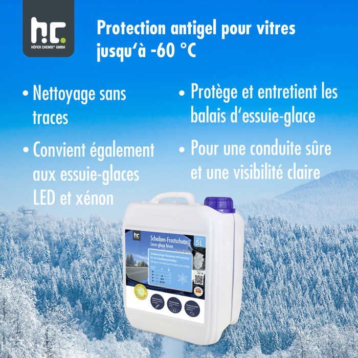 x 5L Anticongelante Premium Concentrado para Ventanas de Coche -60°C, Compatible con Policarbonato, Con Aroma Fresco a Cítricos