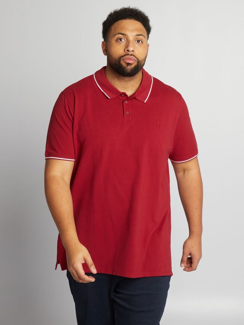Polo shirt van contrasterend katoen - ROOD