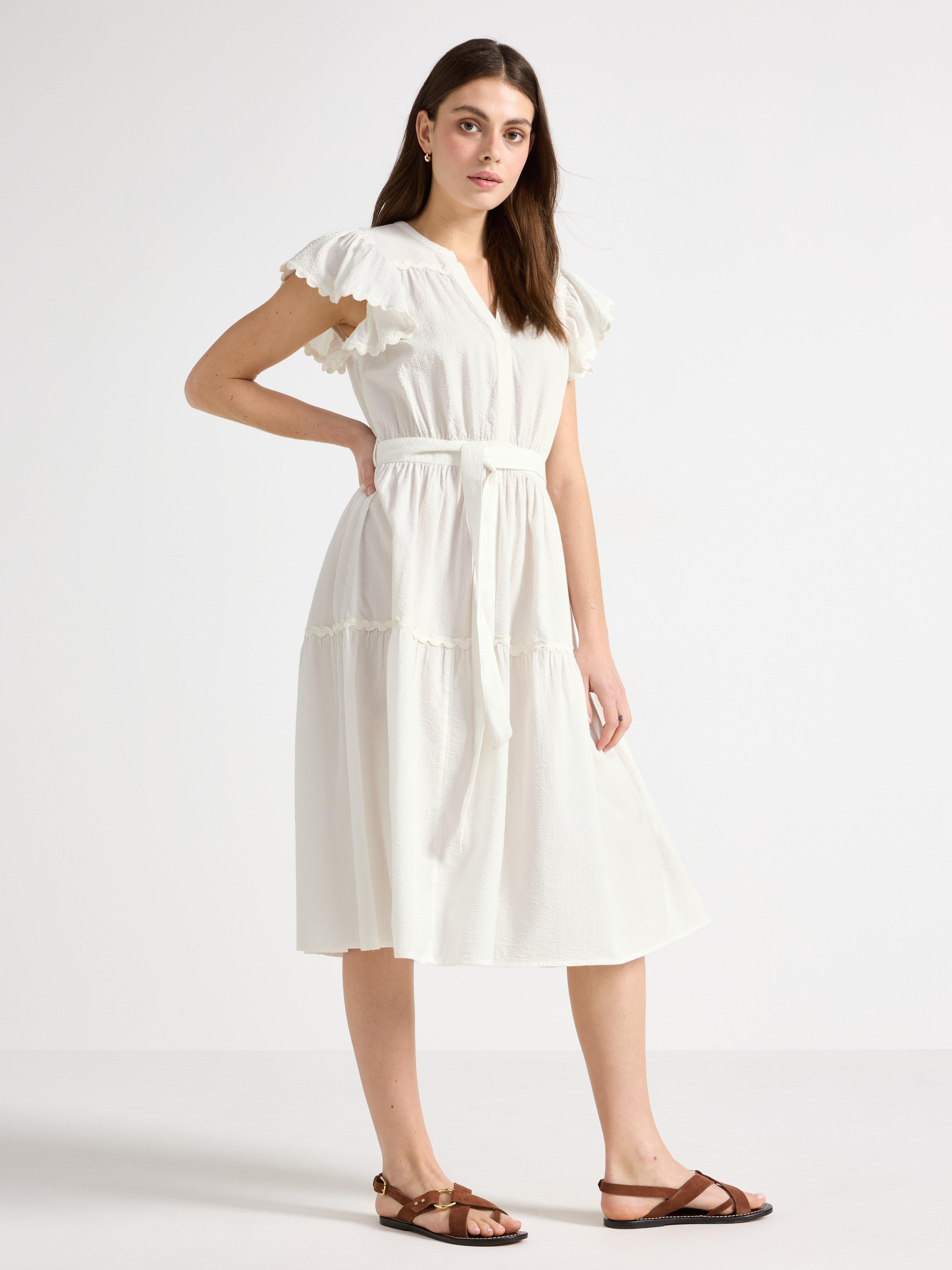Vestido midi com babados Off White