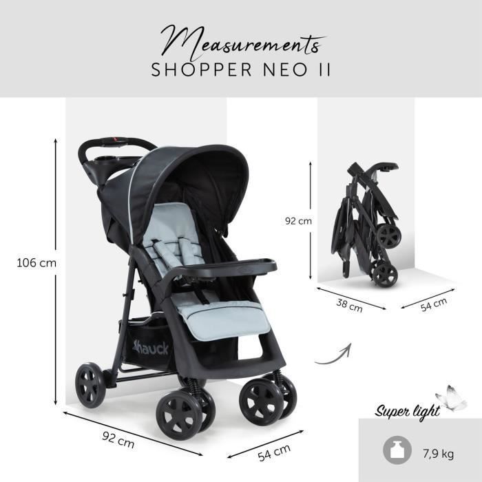 HAUCK - Passeggino compatto - SHOPPER NEO II - 4 ruote - Caviar / Argento