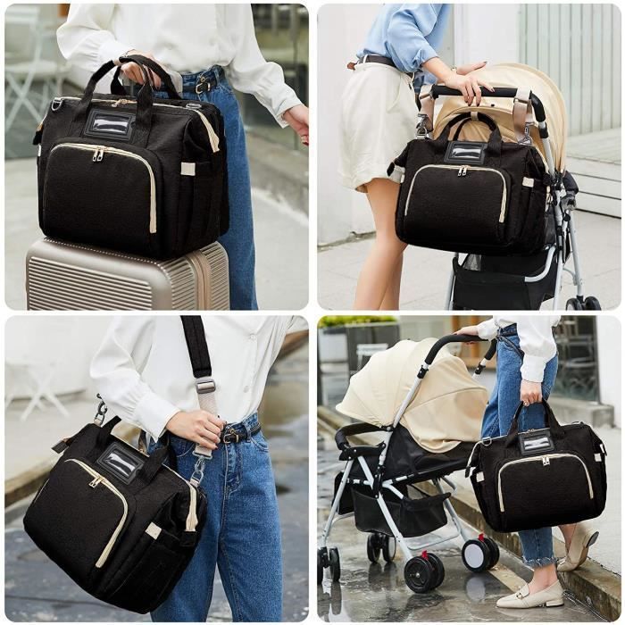 Bolso cambiador para bebé, bolso cambiador multifuncional impermeable, bolso cambiador portátil de viaje con compartimento para cuna.