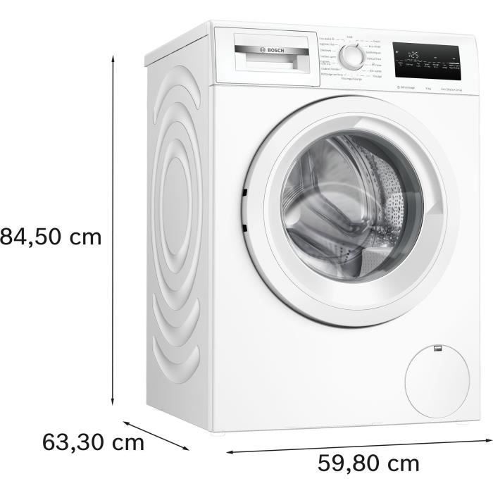 Lavadora de carga frontal BOSCH WAN24209FR SER4 - 9 kg - Inducción - 60 cm de ancho - 1200 rpm - Clase energética A - Vapor - Blanca