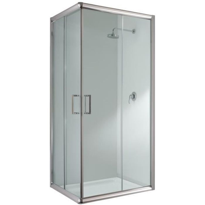 Mampara de ducha 80x100 H198 Transparente 6mm - IDRALITE - Alabama - Puertas correderas - Vidrio templado