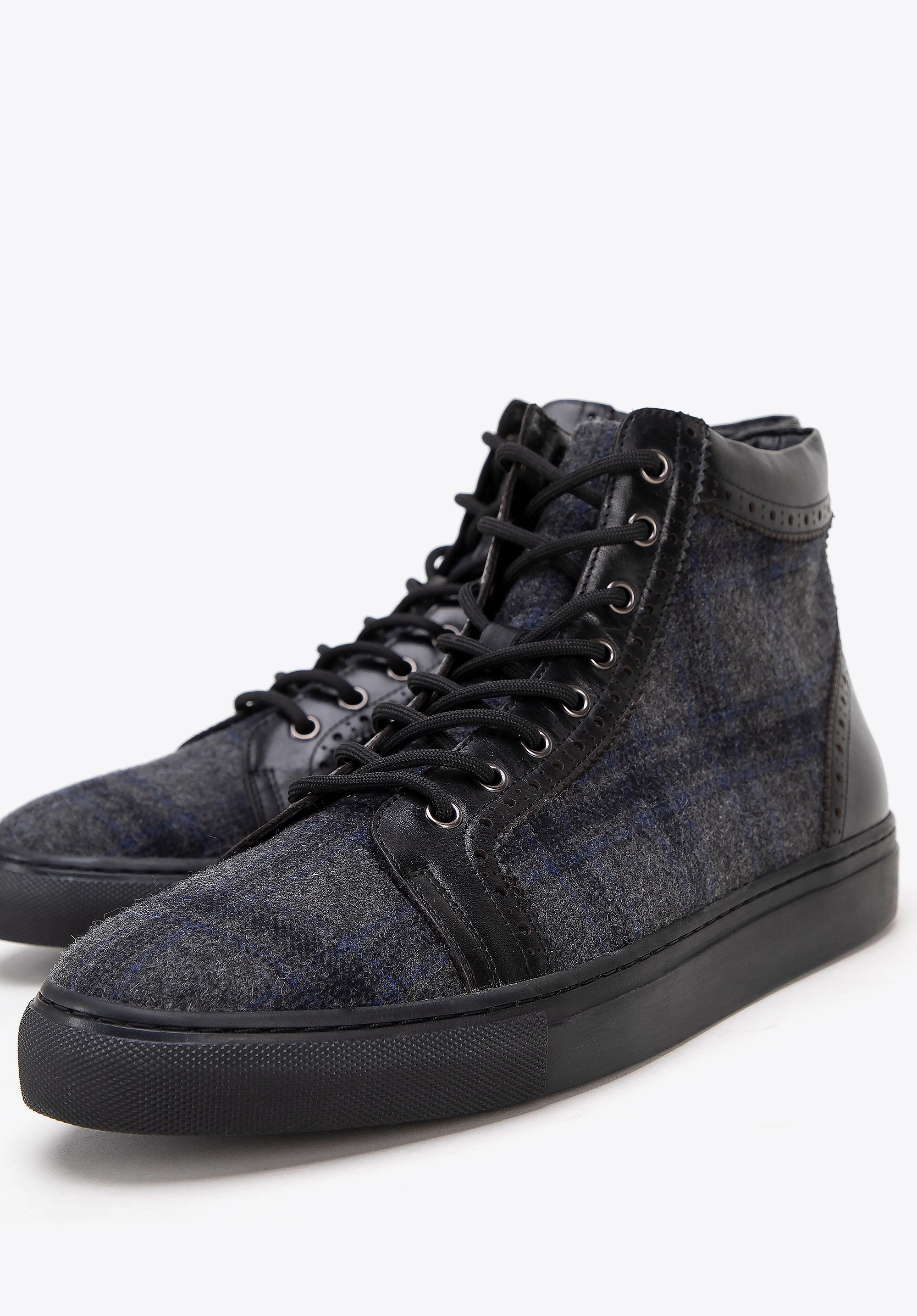 Męskie sneakersy skórzane wysokie czarne