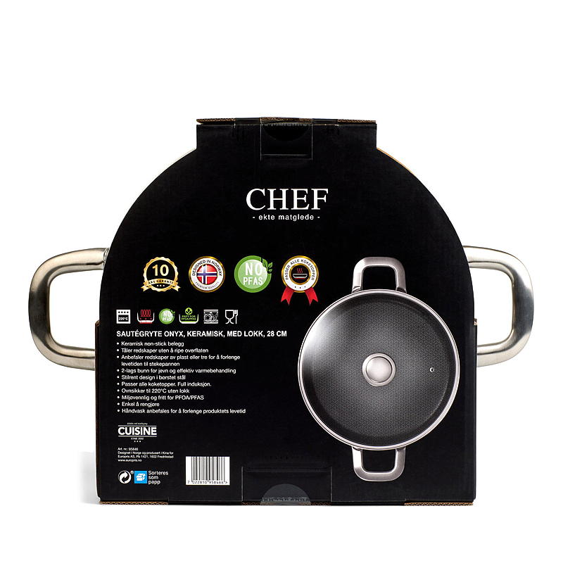 Køkken Chef Sauté gryde ø 28 cm m/låg Onyx keramik Køkken