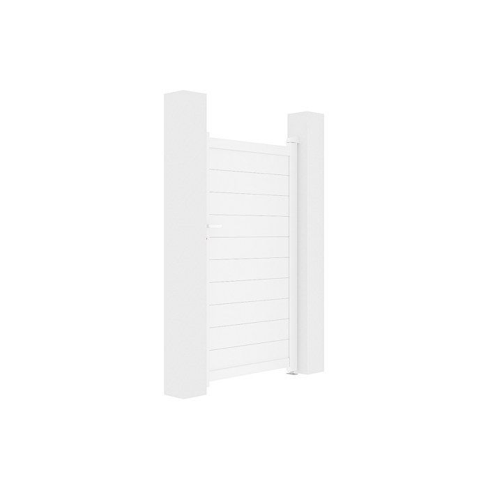 Puerta batiente de aluminio macizo, 103 cm de ancho x 180 cm de alto, blanca - NAZARIO