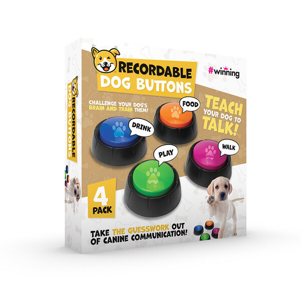 #Conjunto de 4 botões graváveis para cães vencedores