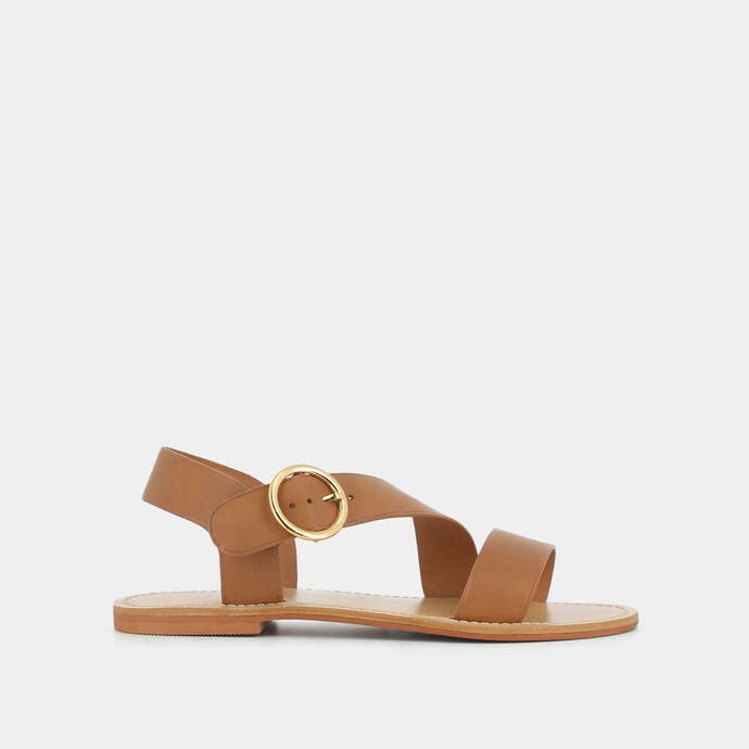 Sandales asymétriques  en cuir camel