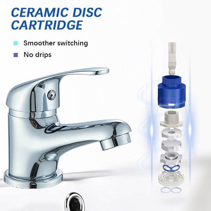 Robinet Salle de Bain Chromé,Mitigeur lavabo avec L'eau Chaud et Froid,en Laiton,Finition Chrome