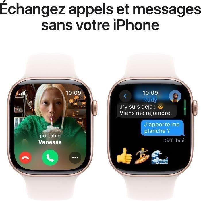 Apple Watch Series 10 GPS + Cellular - 46mm - Aluminium Rose Gold - Bracelet Light Blush M/L (2024) - Reconditionné - Excellent état