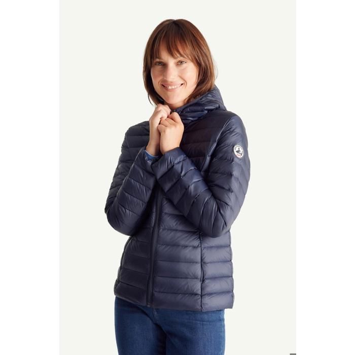 Chaqueta de plumas azul marino para mujer JOTT CLOE con capucha