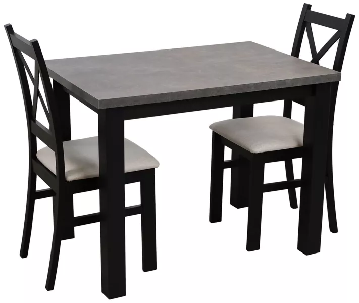 Zestaw stół 100x70 z 2 krzesłami M004-2 Czarny/Beton