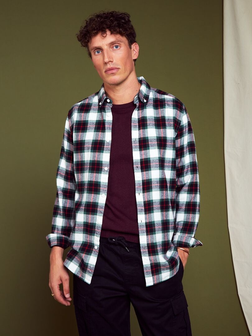 Camisa de franela a cuadros - BLANCA