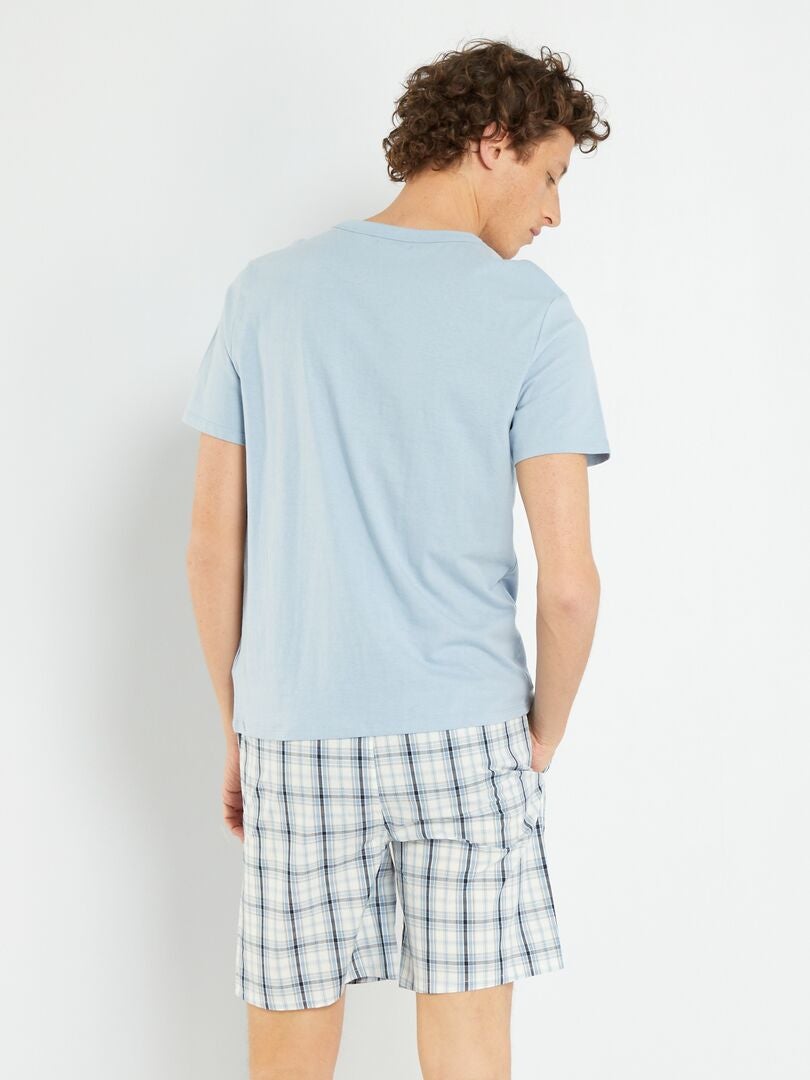 Conjunto de pijama corto de punto - 2 piezas - AZUL