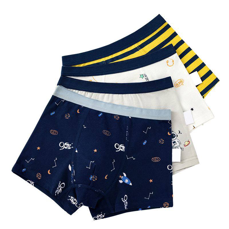 4 calzoncillos bóxer para niño, a rayas azul marino, 100% algodón.