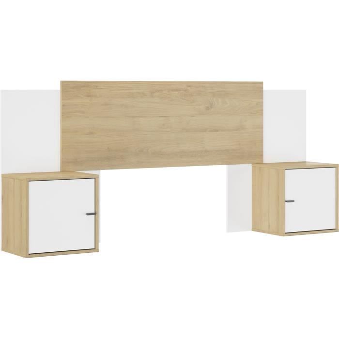 Tête de lit - ALIX - Extensible - Châtaignier naturel / Blanc - 246/226/206 x 34 x 91 cm - DIAGONE