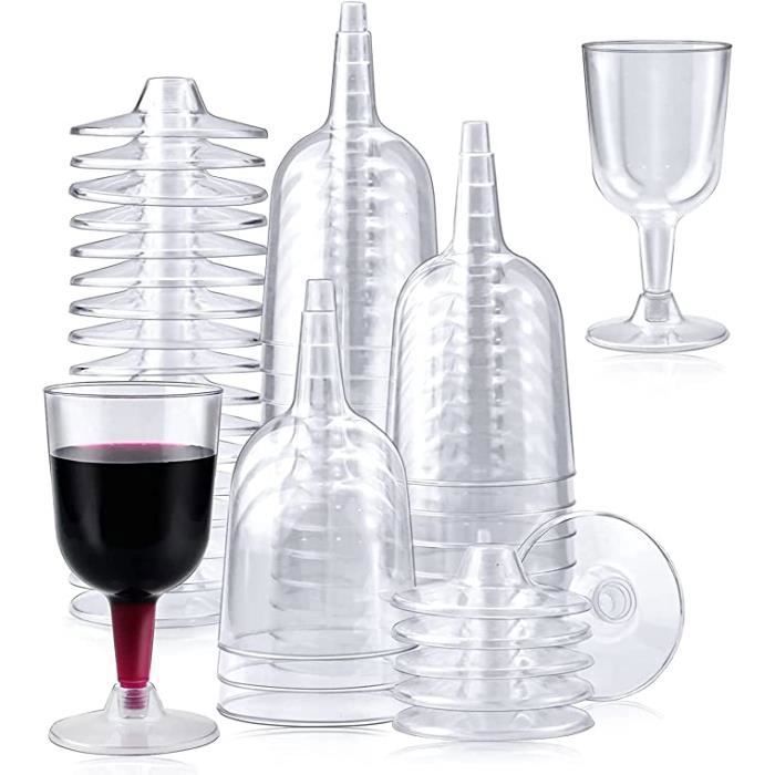 50 pezzi di bicchieri da vino in plastica da 170 ml, trasparenti, per degustazione di vino, per feste, per vino o acqua, con o senza YYV