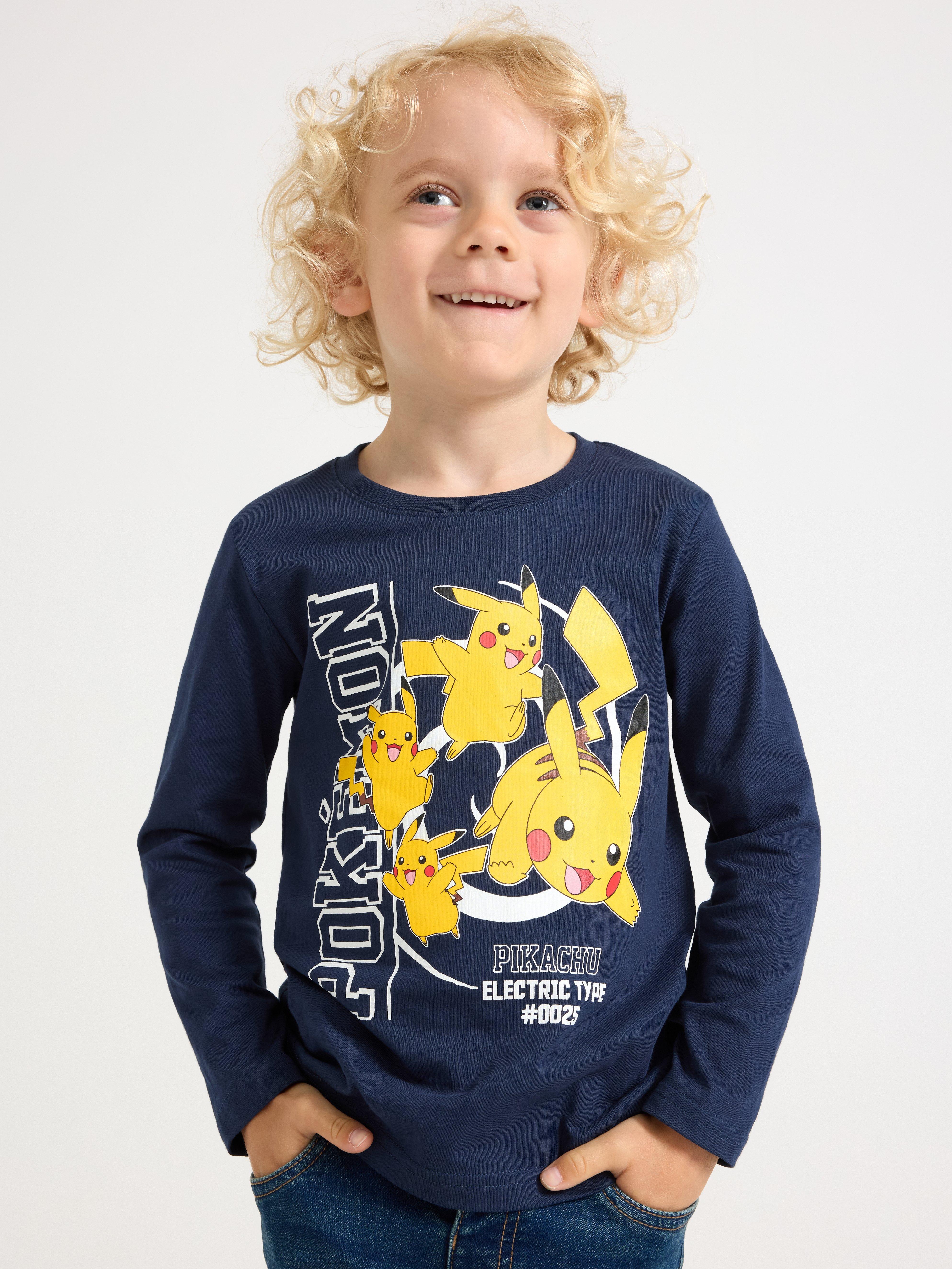 Camiseta de manga comprida Pokémon azul-escuro