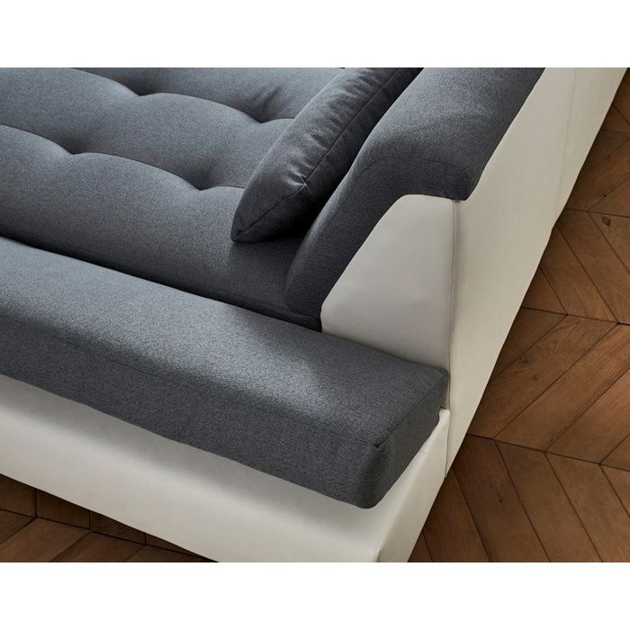 Vermont - Sofá panorámico de esquina izquierda - 7 plazas - XXL - Blanco/Gris
