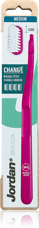 Escova de dentes Jordan Change Green Clean Medium com 4 cabeças