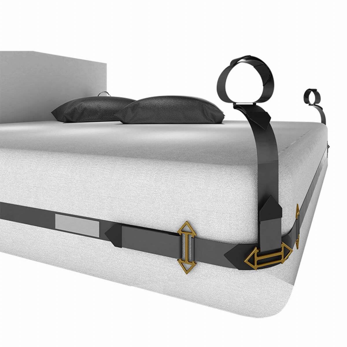 Sada pro nastavení postroje na postel Lockink BDSM, černá