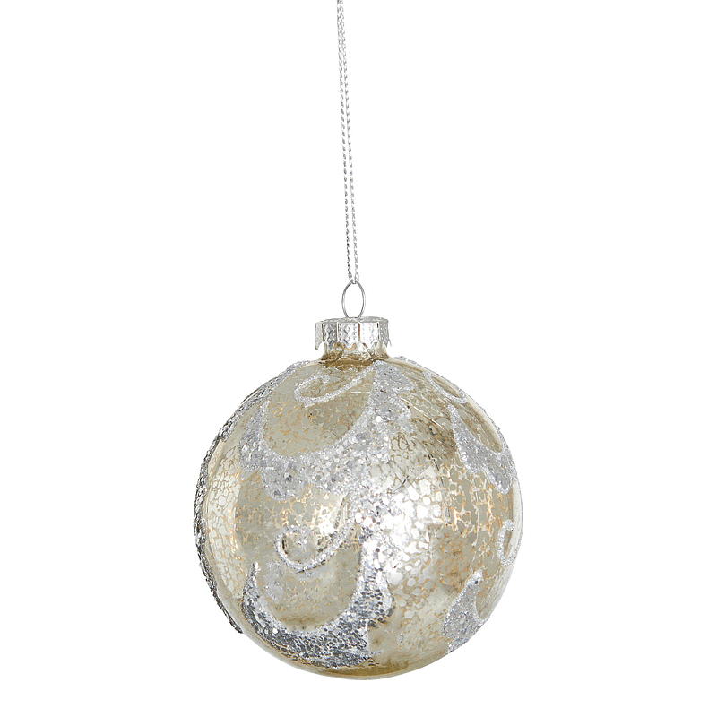 Adornos navideños para el hogar, paquete de 2, de cristal de 8 cm de diámetro con decoración antigua.