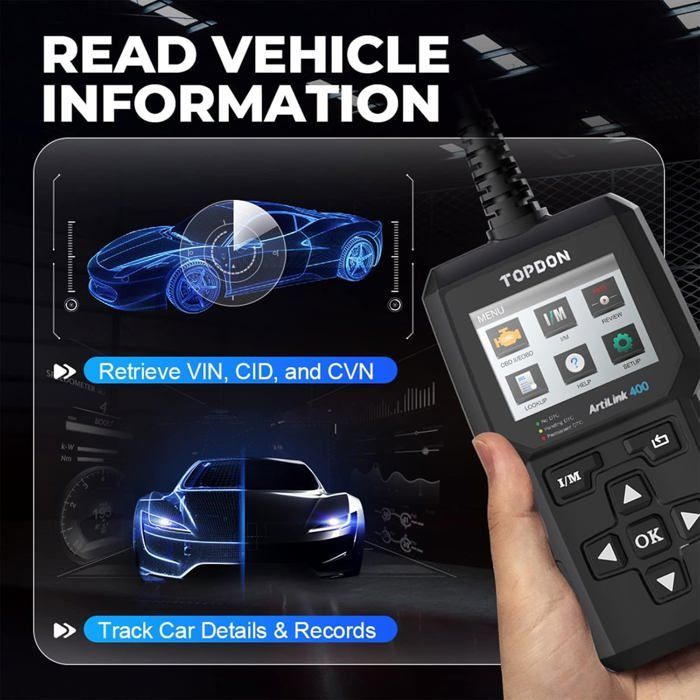 TOPDON AL400 Valise Diagnostic Auto OBD2 Scanner Lecteur de code Multimarque en Français
