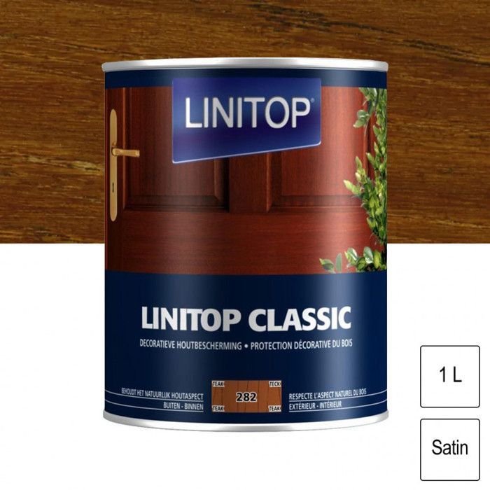Wood Stain - LINITOP - Classic - 1 L - Satin Finish - Interior/Exterior Wood Protection