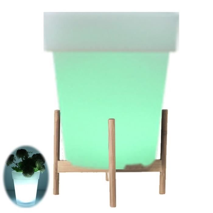 Pot de fleurs lumineux à LED - VINGVO - Étanche - Rechargeable USB