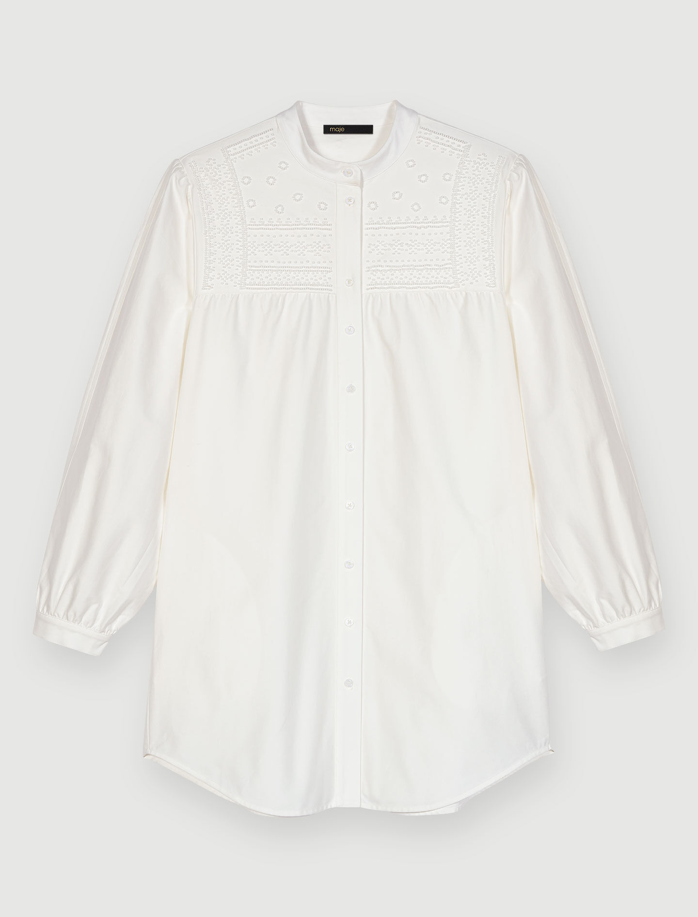 Korte jurk met volumineuze mouwen - Wit