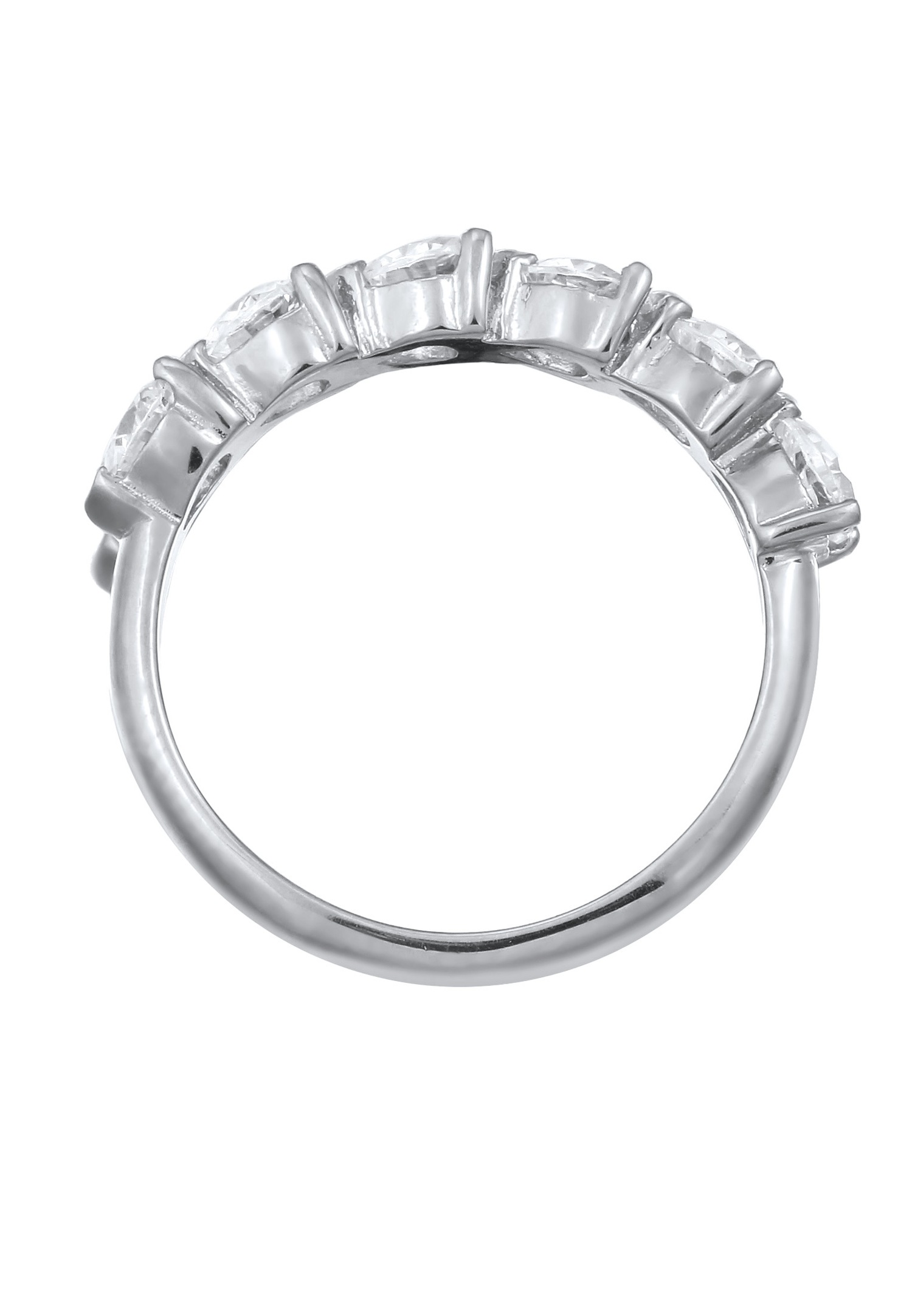 Elli Bague avec Pierres Femmes Coeur Zirconia Blanc Argent Sterling 925 Saint Valentin