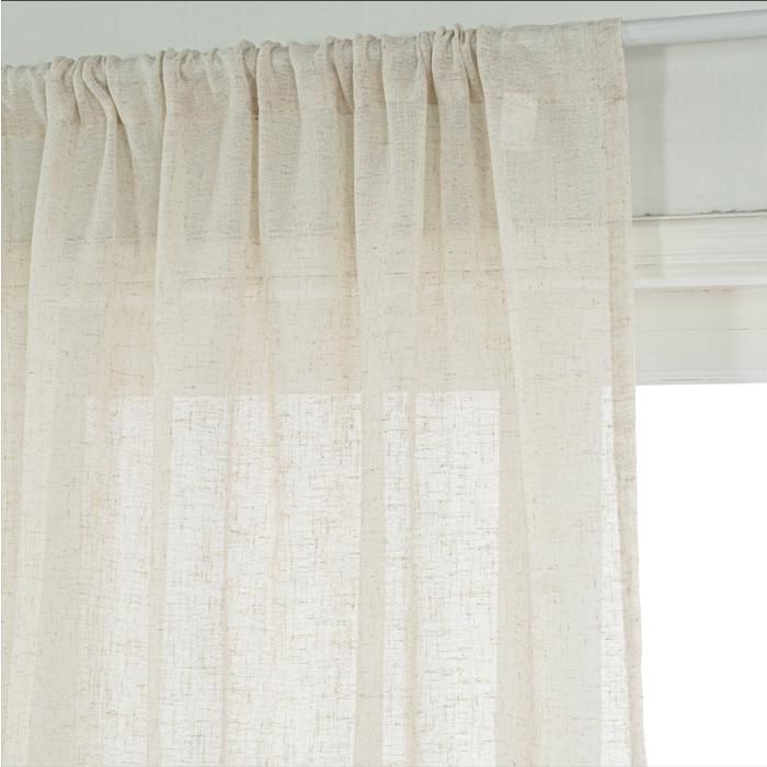 Cortina de lino semitransparente y eficaz con bolsillo para barra, que filtra la luz, color beige, 135 x 220 cm.