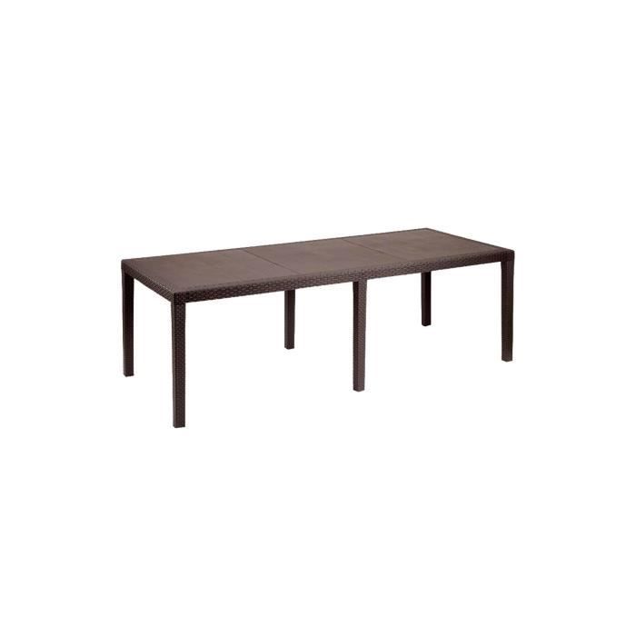 Mesa de exterior - DMORA - Roma - Efecto ratán - Extensible - Marrón