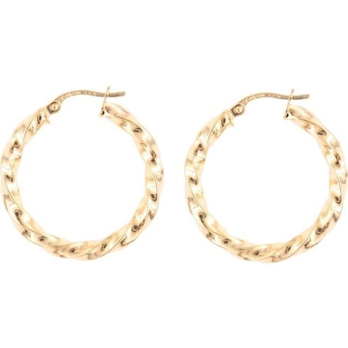 Twisted Hoop Earrings - L'ATELIER D'AZUR - Yellow Gold - Women's - Diameter 2.5cm - Weight 1.40g