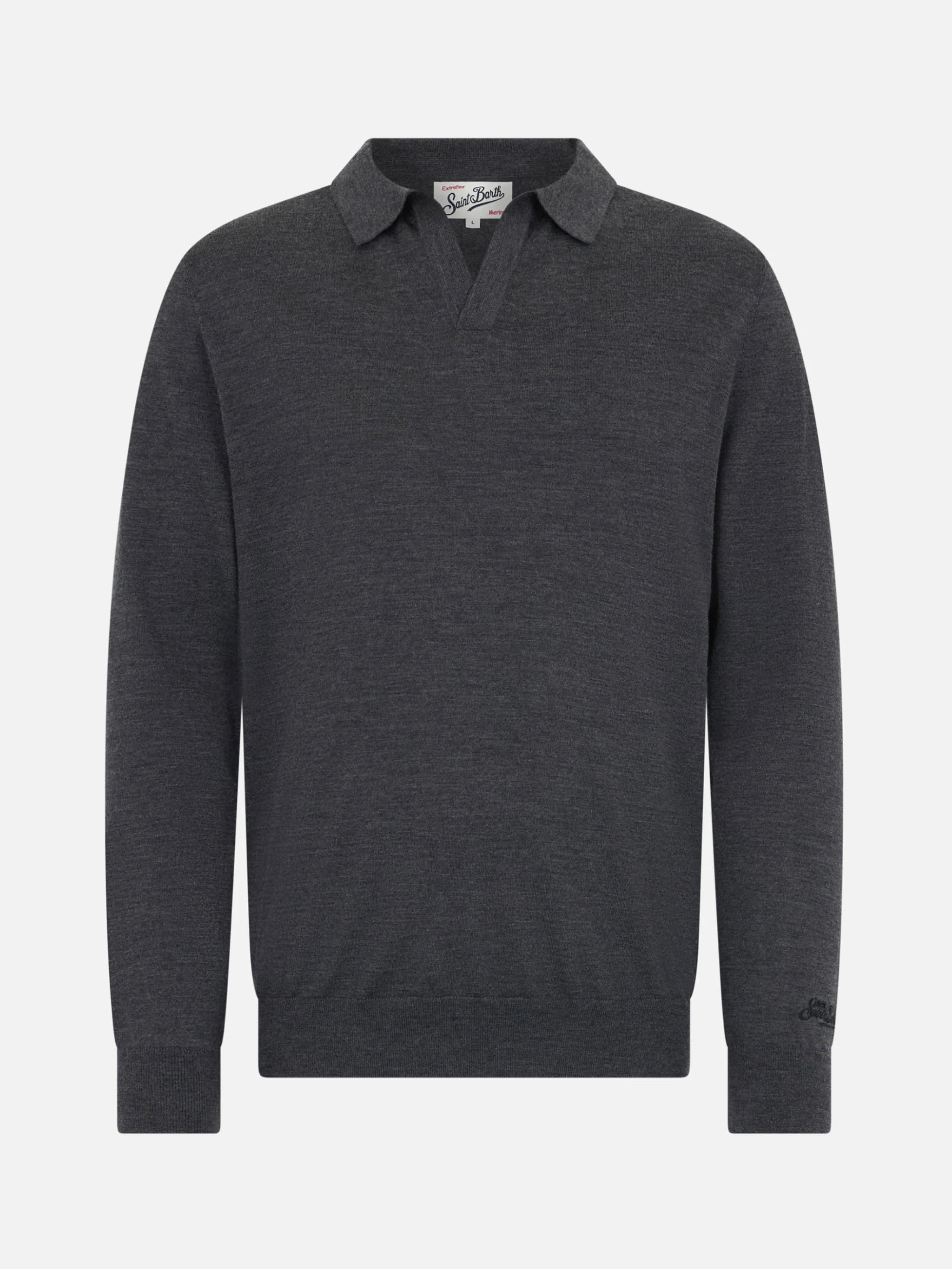 Covent herenpoloshirt van antracietkleurige merinowol