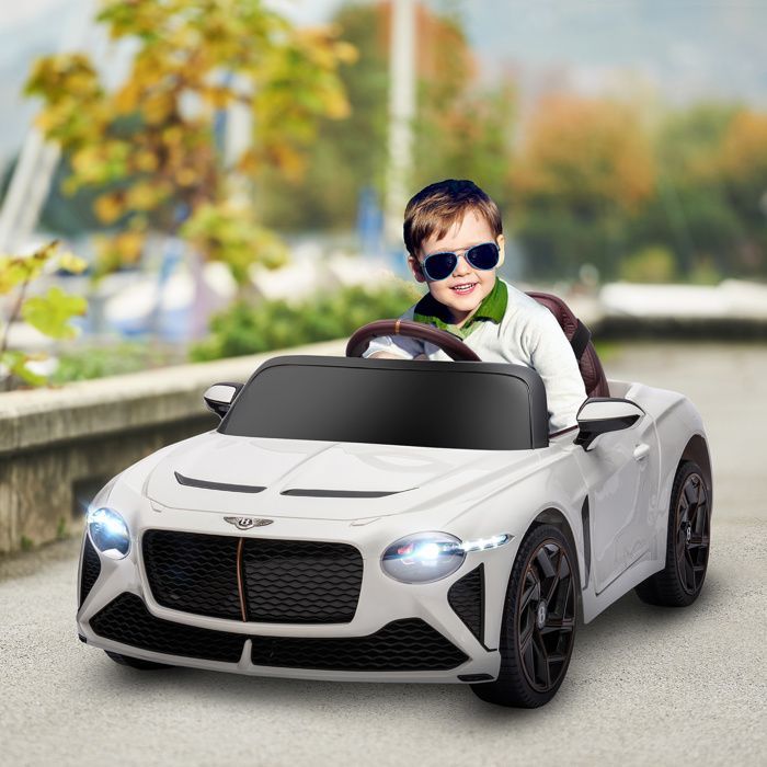 Electric ride-on car for children - HOMCOM - Bentley Bacalar - 2 x 12V 25W motors - 2.4G remote control - MP3 player - horn - 2 headlights - white