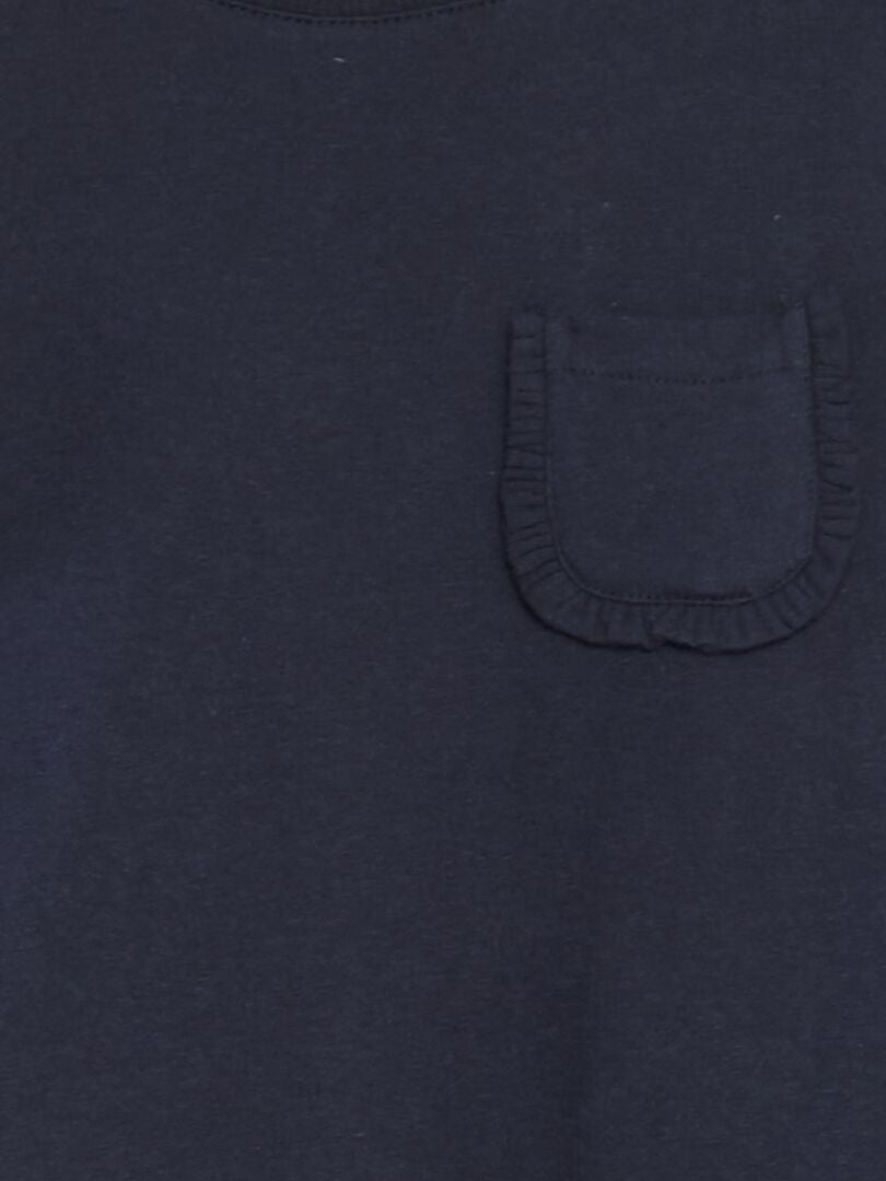 Effen T-shirt met zakje - blauw