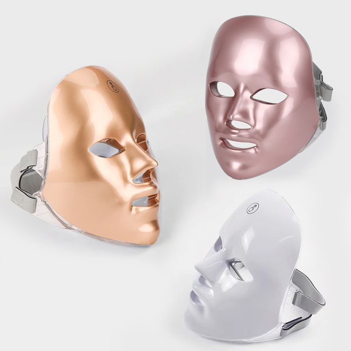 DAM Touchscreen Mask with LED Light, 7-Color Processing, 22.8 x 18.3 x 13.5 cm. Color: Rose Gold