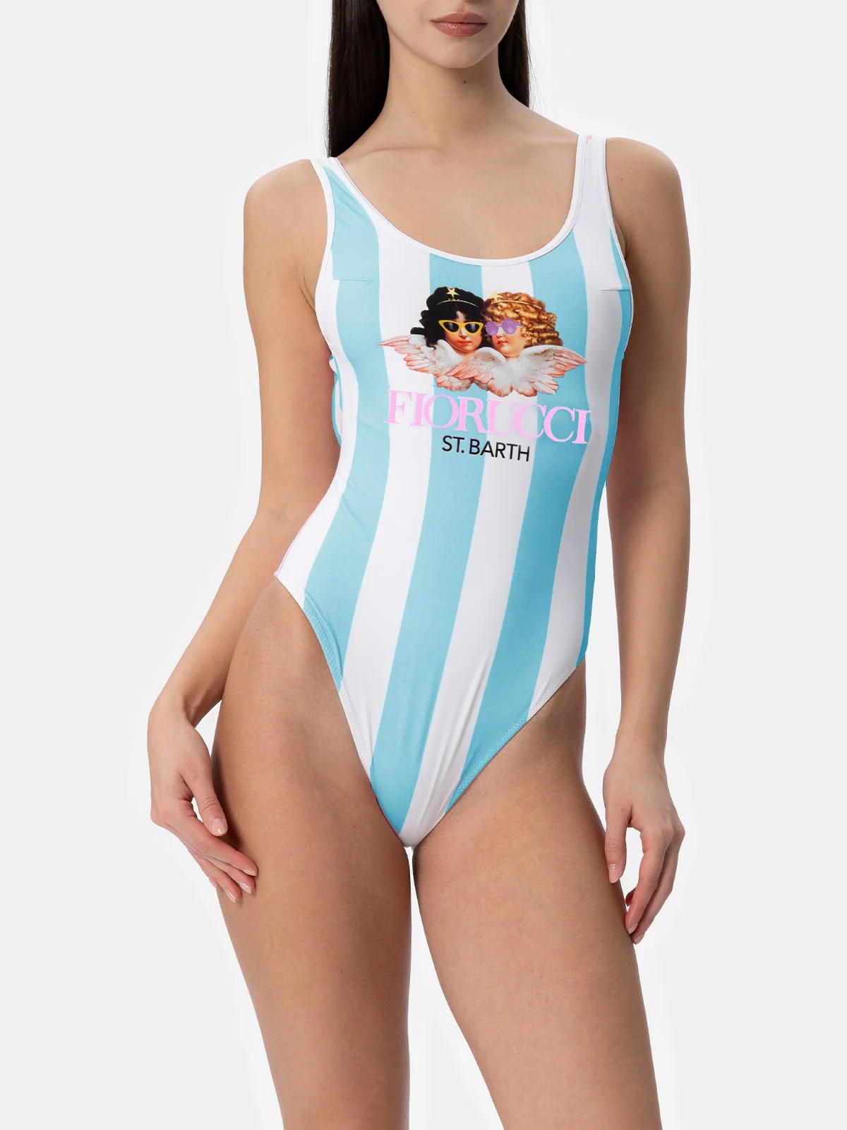 Althea damesbadpak met V-hals en print | FIORUCCI SPECIA