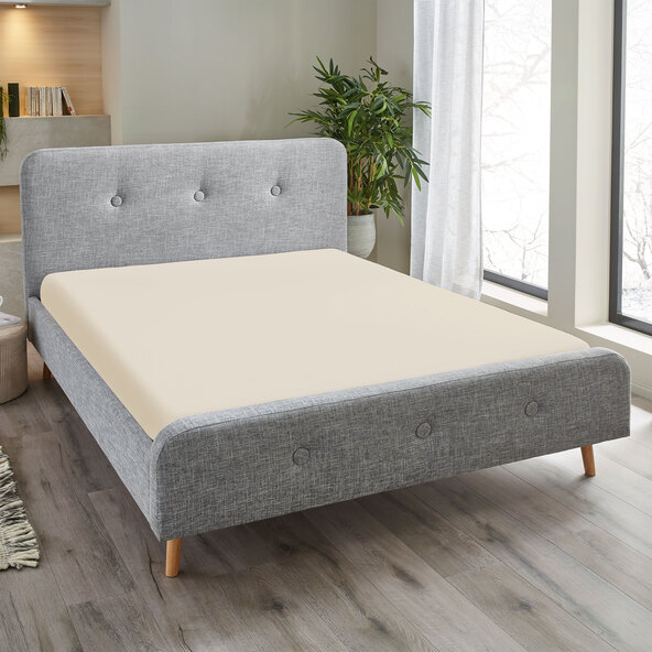 Muotoonommeltu flanellilakana, 180 x 200 cm, beige
