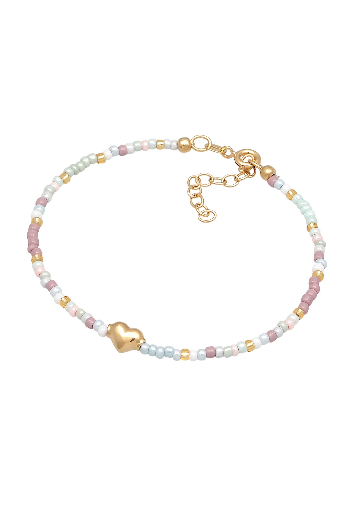 Elli Femmes pendentif coeur verre perles été multicolore en argent sterling 925 plaqué or