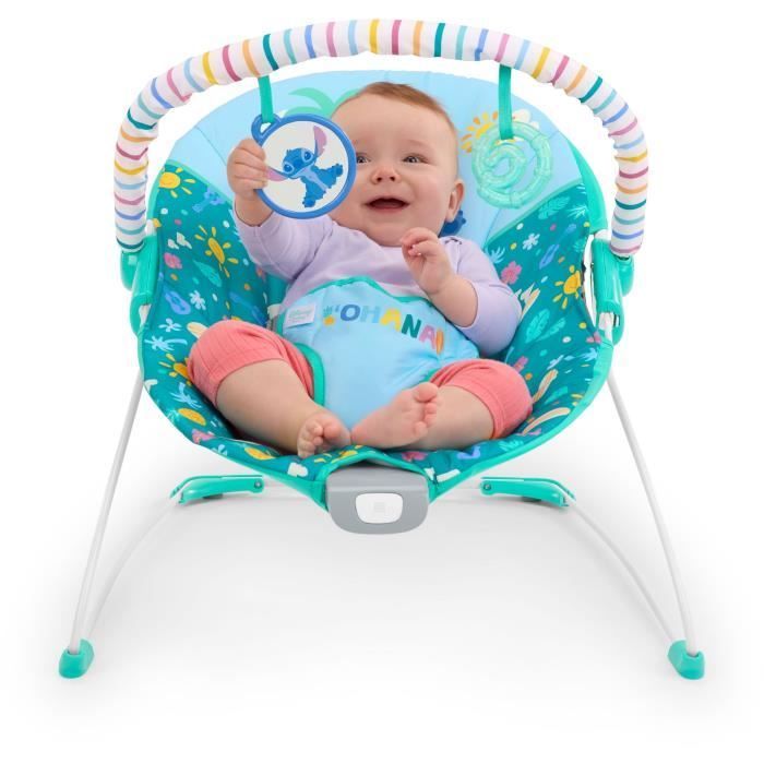 DISNEY BABY - STITCH - Transat bébé, Arche avec jouets d'éveil amovible, Vibrations apaisantes, évolutif de 0 à 6 mois