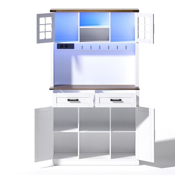 Buffet de cozinha com visor LED - 100x40x172cm - Branco - Buffet alto