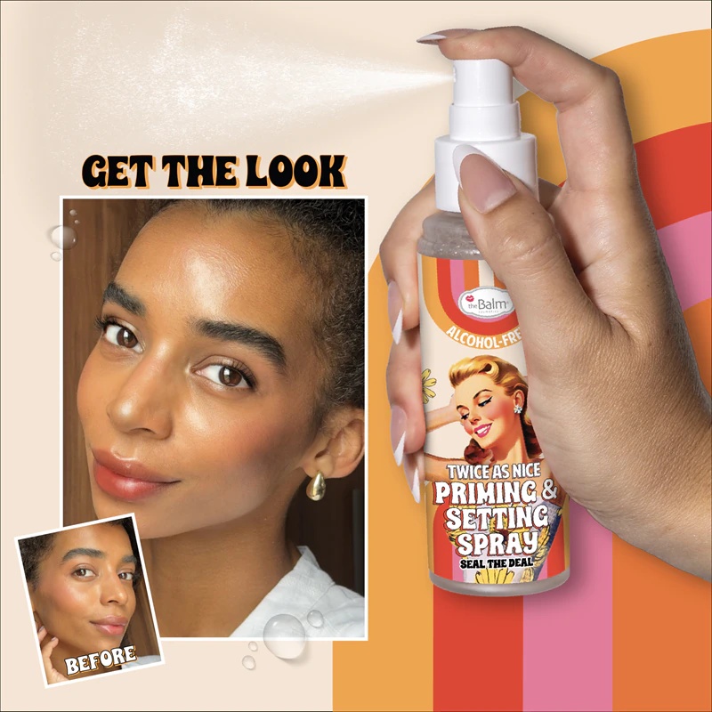 „theBalm Twice as Nice“ gruntuojantis ir fiksuojantis purškiklis