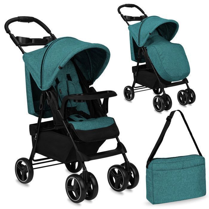 MoMi ISLA - Ultra-compact city stroller - 0m to 15 kg - Accessories included: bag + leg cover - Green