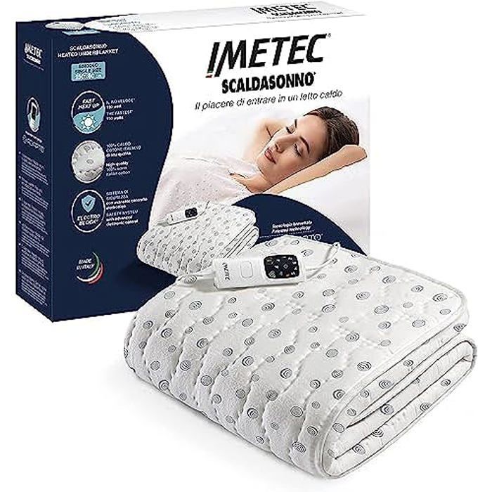 Coprimaterasso riscaldato Adapto per 2 persone - Imetec - 150x120 cm - 6 impostazioni di temperatura - Tessuto 100% cotone