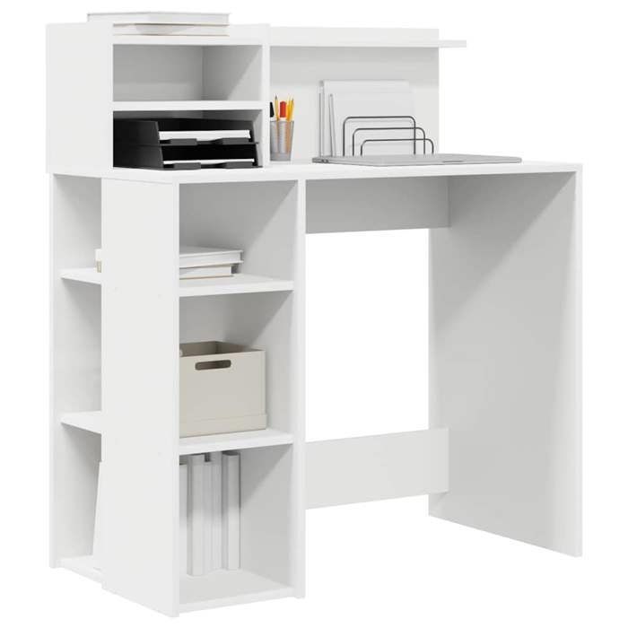 Scrivania vidaXL con contenitore e ripiano, bianca, 90 x 48 x 101,5 cm, 869522