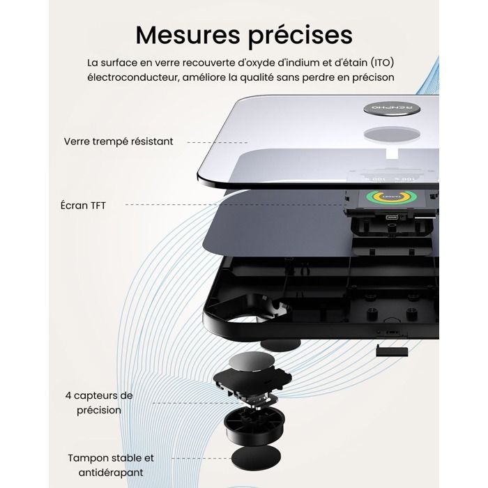 RENPHO - Balance connectée Elis Nova - WIFI - Noire