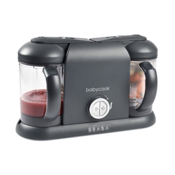 BÉABA - Babycook Duo - Robot da cucina 4 in 1 per pappe, frullatore e cuocipappe - Cottura a vapore rapida - Capacità XXL 2200 ml - Grigio scuro